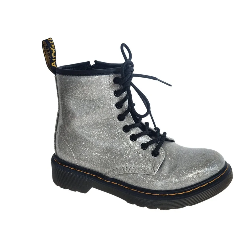 Dr. Martens 1460 Glitter Silver Sparkle Kids Combat Boots Size 13 US NJ004